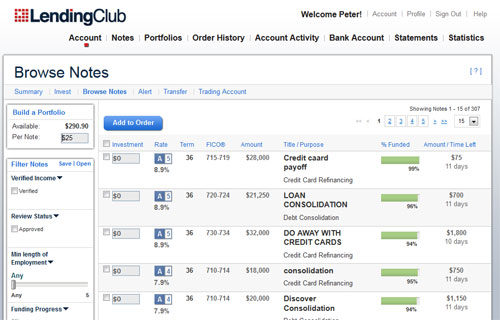 Lending Club Browse Notes