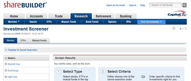 Sharebuilder by Capital One Review investing tools