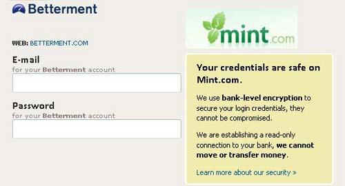 Betterment Mint Integration