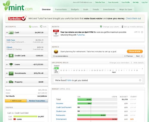 Mint Overview Screen