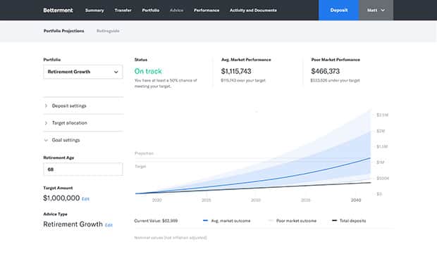 Betterment Advice Projections And Visualization