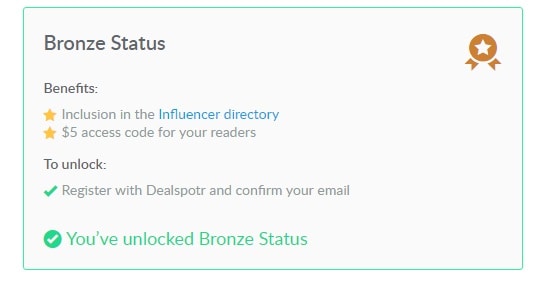 dealspotr bronze influencer