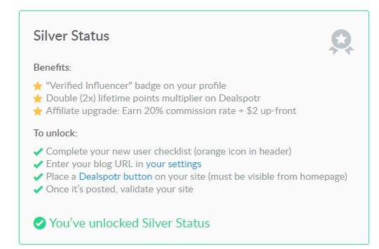 Dealspotr silver status