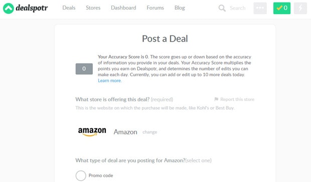 Dealspotr post a deal