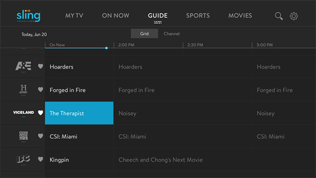 Sling TV Review - Grid Guide