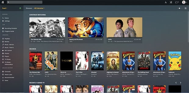 Plex Media Server Home Dashboard