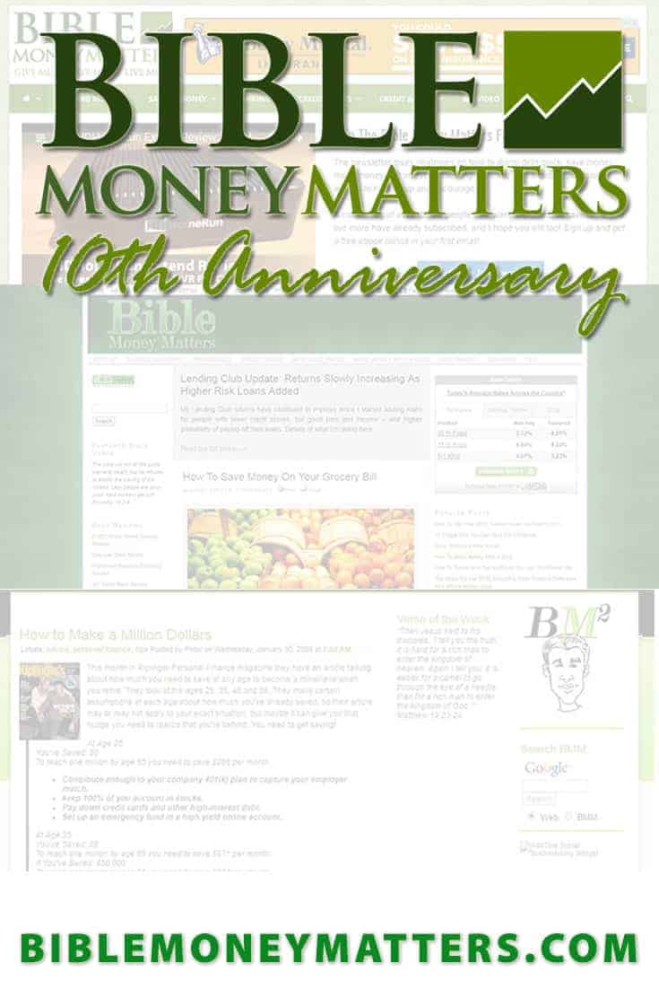 Bible Money Matters has been live on the Internet for over 10 years! I can't tell you how thankful I am that so many of you have spent so much time with us over the years. Here's a look back at the last decade.