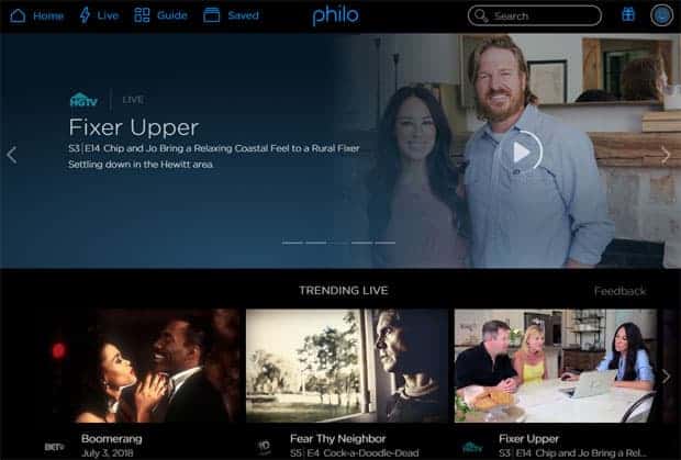 Philo TV Review - Dashboard