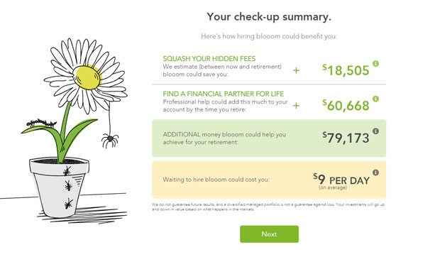 Blooom Review - 401k checkup summary