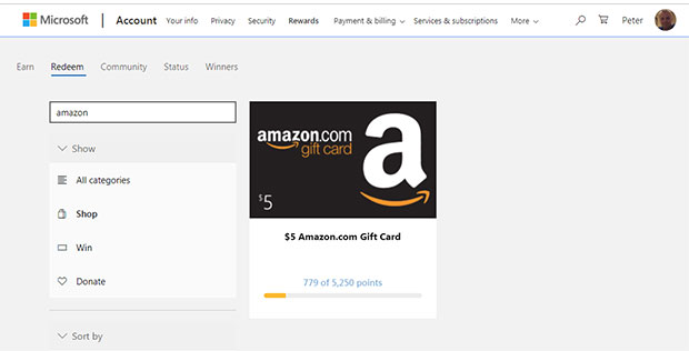 Free Amazon Gift Cards - Microsoft Rewards