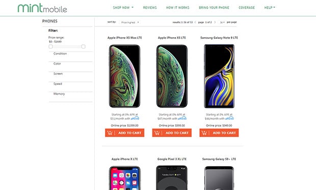 Mint Mobile Review - phones available