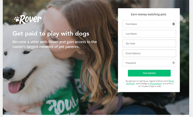 Apps that pay you money - Rover Dog Sitter