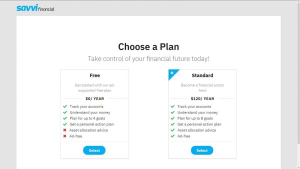 SAVVI Financial Plan Options And Costs
