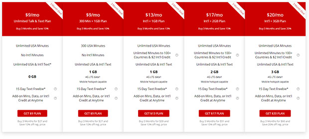 Gen Mobile Available 3 Month Calling Plans