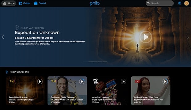 Philo website homepage