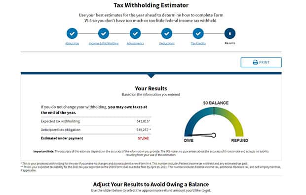 IRS tax withholding estimator calculator