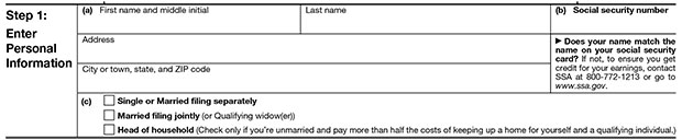 W-4 Step 1 : Enter Personal Information