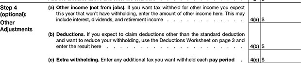 W-4 Step 4 : Other Adjustments