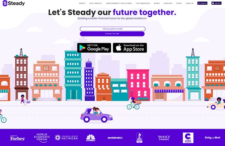 Steady app homepage