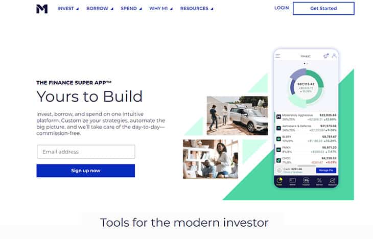 M1 Finance website homepage