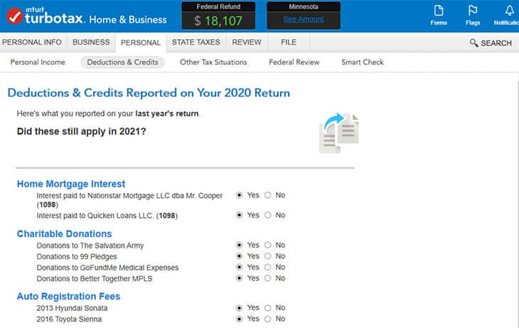 Turbotax Deductions and Credits