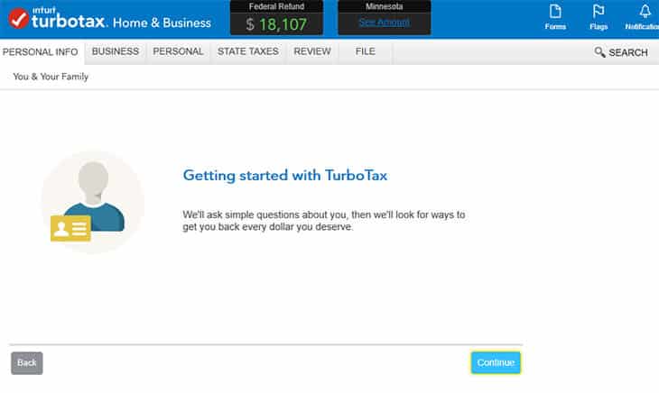 Turbotax entering personal information