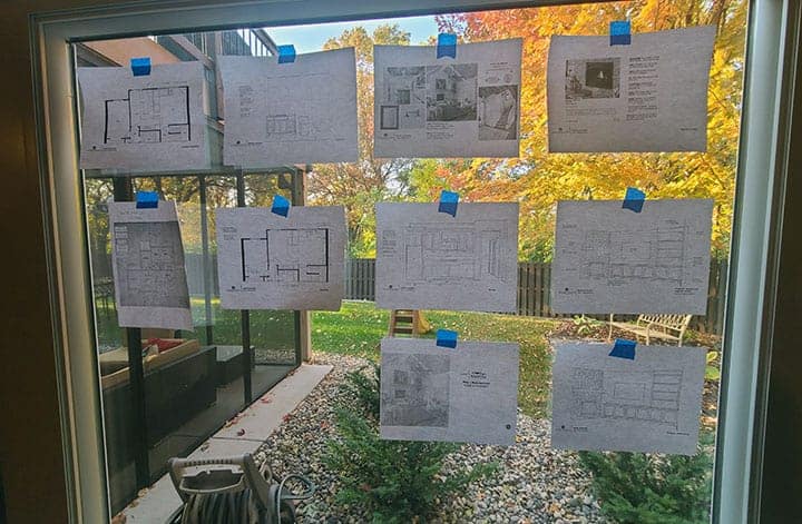 Basement remodel plans on the window