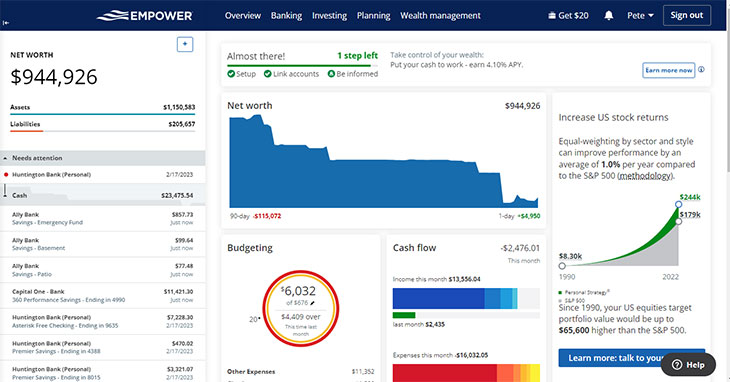 Guide To Robo-Advisors - Empower Personal Dashboard