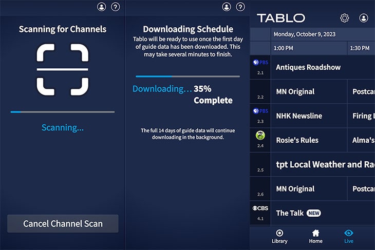 Tablo DVR scan for channels