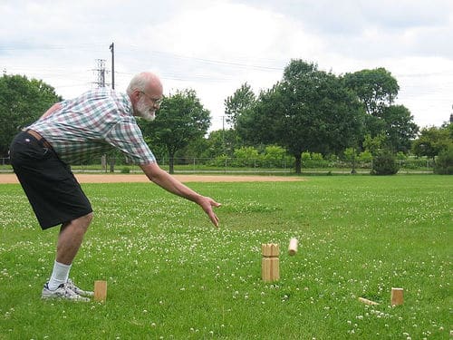 Mark Anderson playing Kubb